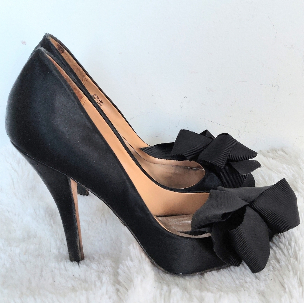 Black Badgley Mischka Red Carpet Ribbon Shoes 6.5 - Picture 1 of 7